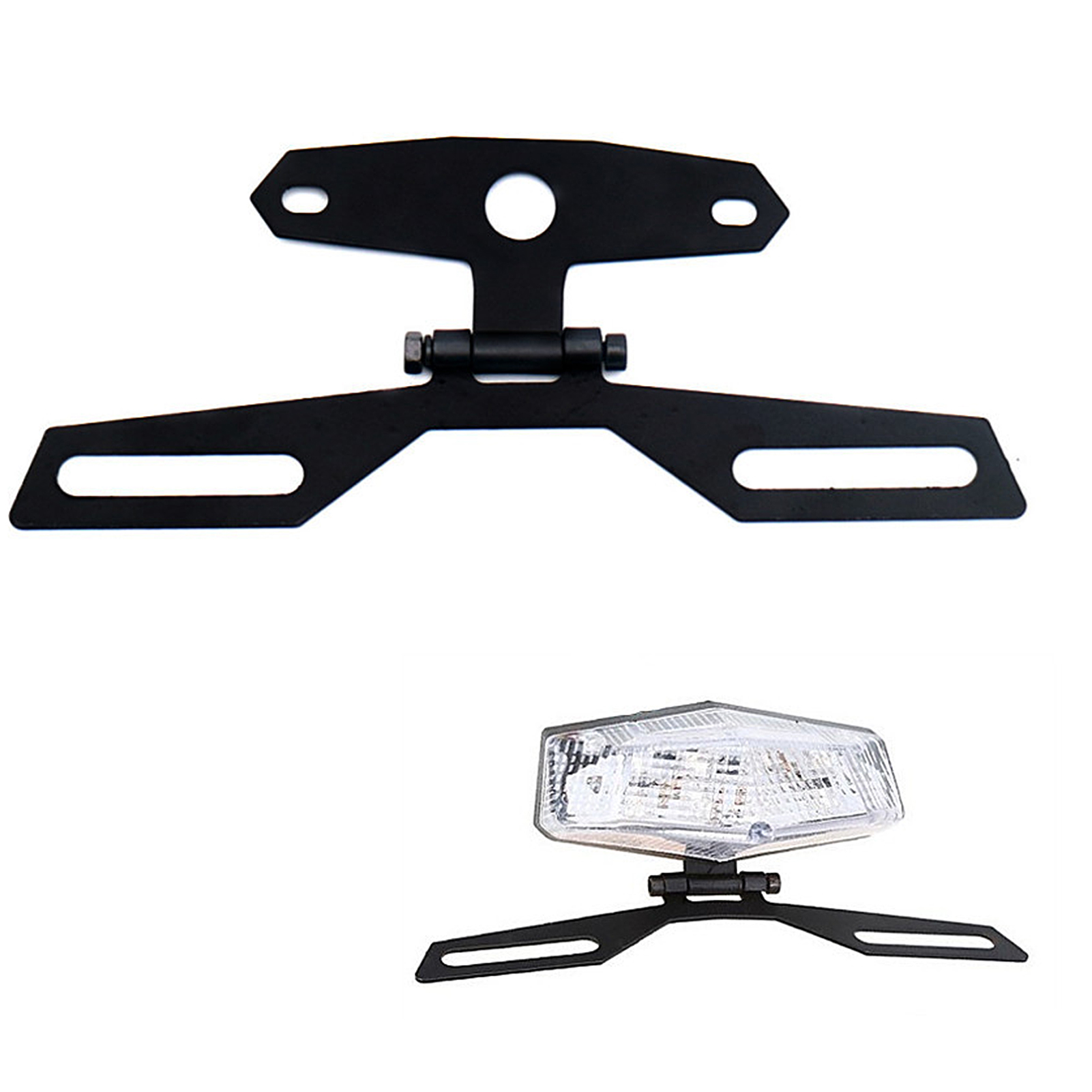 Farfi Motorcycle Folding License Plate Holder Adjustable Tail Rear Light Bracket Rack